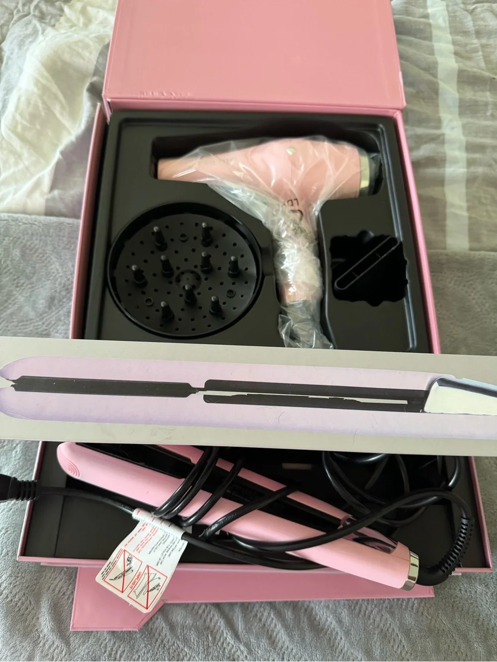 EVA NYX Pink Hair Styling Set - Dual-Use Hair Dryer & Flat Iron
